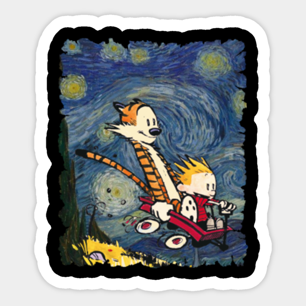 calvin and hobbes starry night t shirt